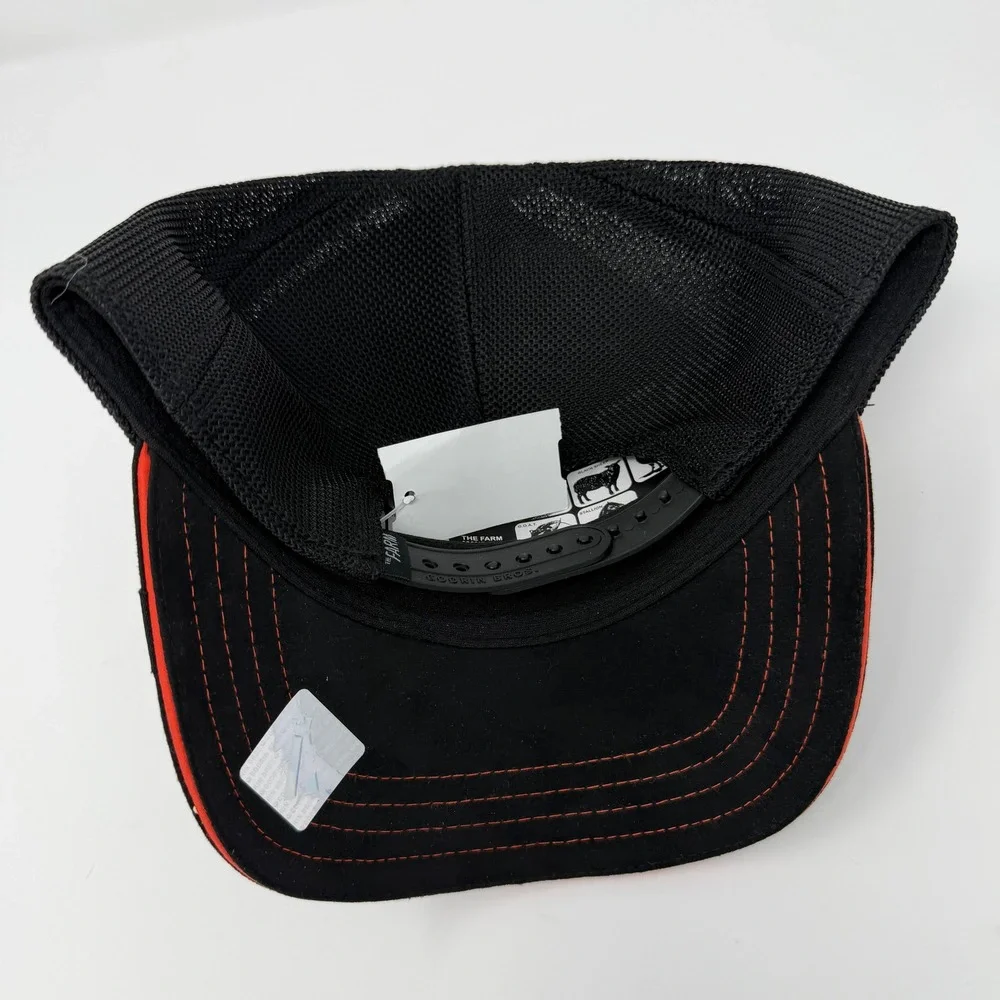 Goorin Bros Trucker Hat Mens OSFM Black Red New Automatic Rabbit Flame Patch